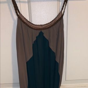 Chevron dress with leather shoulder strap